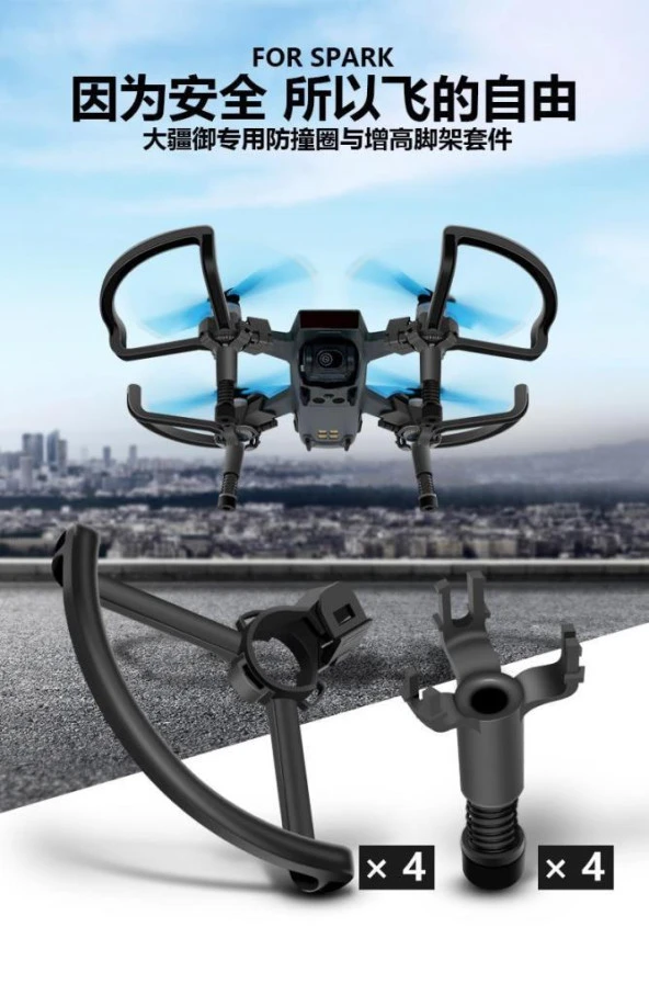 DJI Spark Amurtisörlü Yüksek İniş Ayağı ve Pervane Koruyucu Set - Resim 6