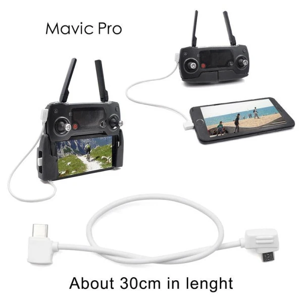 DJI Mavic Pro Tip-C Veri Kablosu 30 cm Tablet ve Telefonlar İçin Beyaz Renk - Resim 11