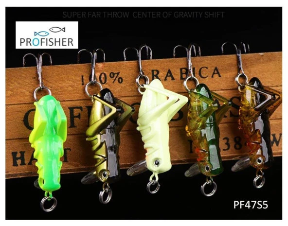 PROFISHER 5 Renk Set 1 Kanca Sahte Yem 3 gr 4 cm Grasshopper