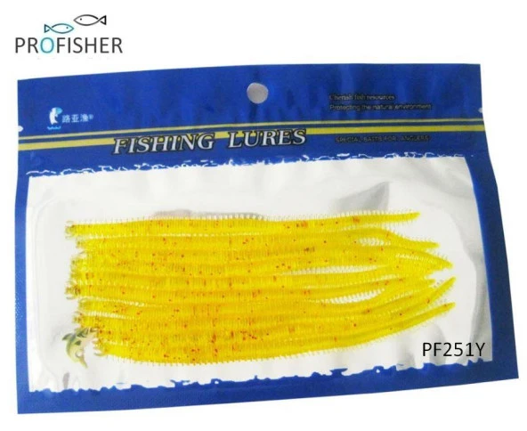 PROFISHER 10 Adet Set 13,5cm Simli Sarı Silikon Solucan Sahte Yem ürün görseli 1