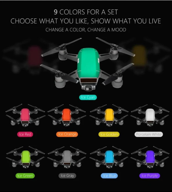 DJI SPARK Su Geçirmez Koruyucu Sticker Çıkartma Ice Golden - Resim 8