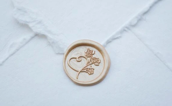 Retro Mektup Mühürü Damga 1 Kalp 3 Gül + 30 Adet Mühür Mumu + Eritme Kaşığı - Resim 4