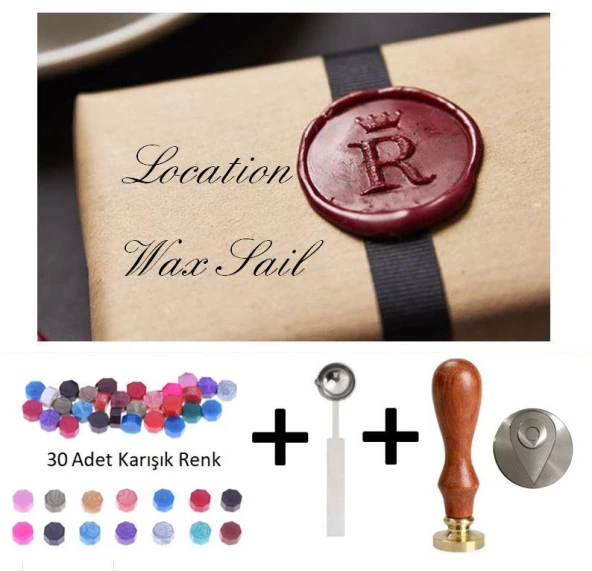 Retro Mektup Mühürü Damga Location + 30 Adet Mühür Mumu + Eritme Kaşığı ürün görseli