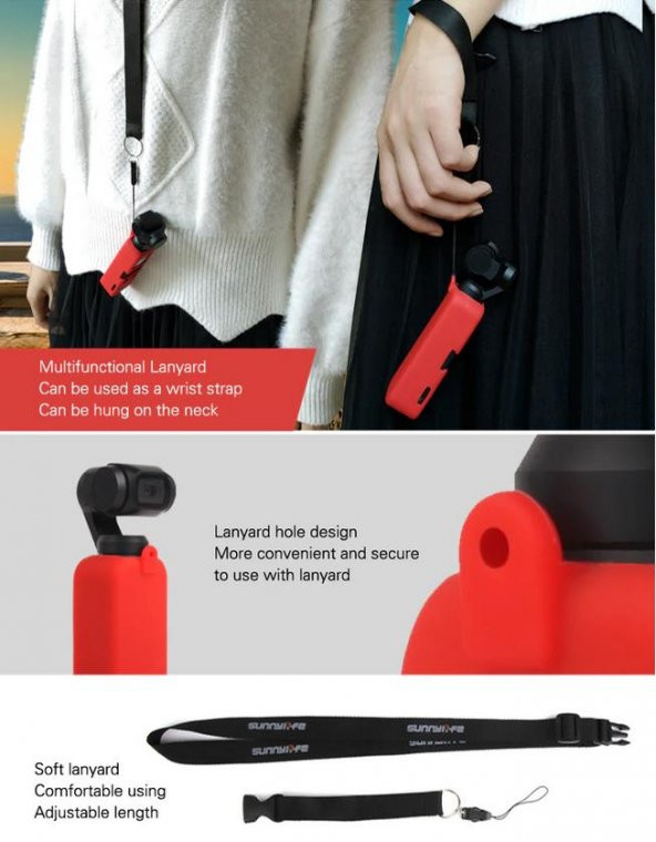 Dji Osmo Pocket İçin Renkli Silikon Koruyucu Kılıf Buyun Askılı Kordon - Resim 11
