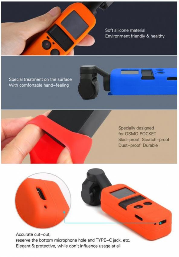 Dji Osmo Pocket İçin Renkli Silikon Koruyucu Kılıf Buyun Askılı Kordon - Resim 12