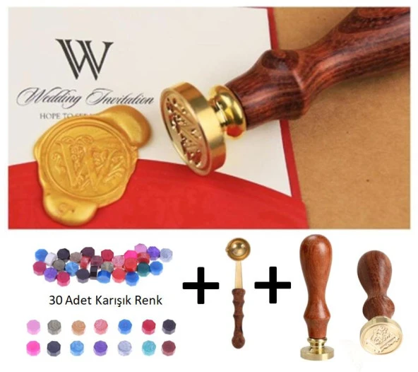 Retro Mektup Mühürü Damga L Harfi + 30 Adet Mühür Mumu + Eritme Kaşığı ürün görseli