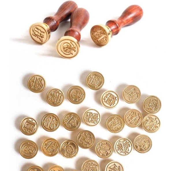 Retro Mektup Mühürü Damga L Harfi + 30 Adet Mühür Mumu + Eritme Kaşığı - Resim 3