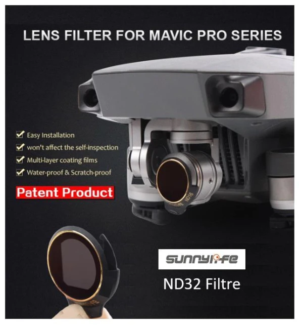 DJI Mavic Pro Platinum Kamera İçin Kızaklı Upgrade Versiyon Optik Lens Filtre ND32