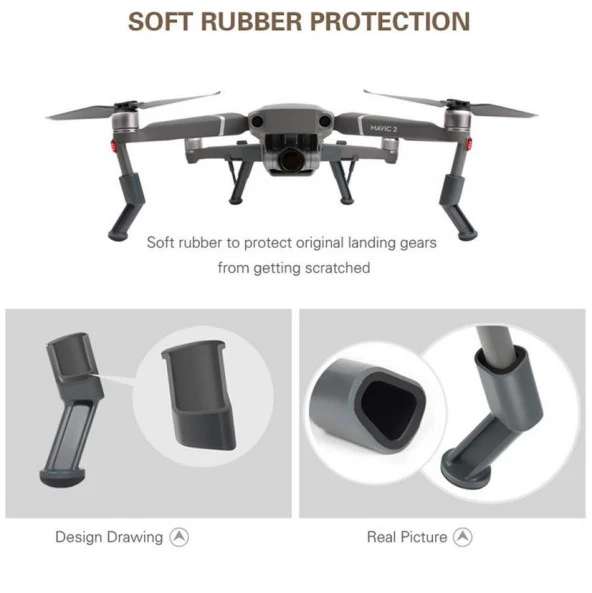 DJI Mavic 2 Pro/Zoom 42mm Yükseletilmiş İniş Takımı Seti Gimbal Koruma - 3