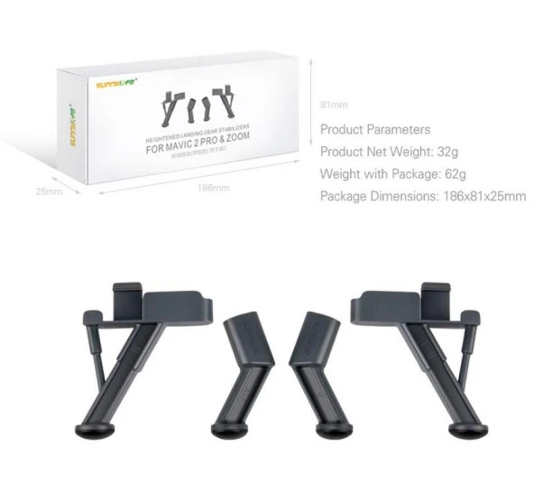 DJI Mavic 2 Pro/Zoom 42mm Yükseletilmiş İniş Takımı Seti Gimbal Koruma - 4