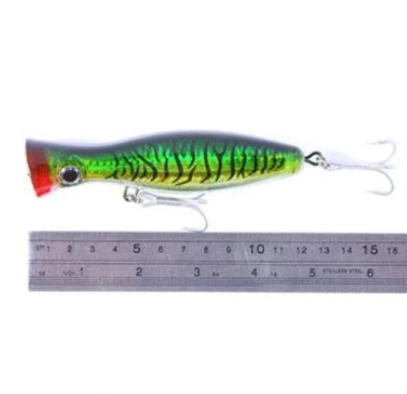 PROFISHER Ton Akya Sert Popper Sahte Yem 43 gr 13 cm Yeşil Gold - 5