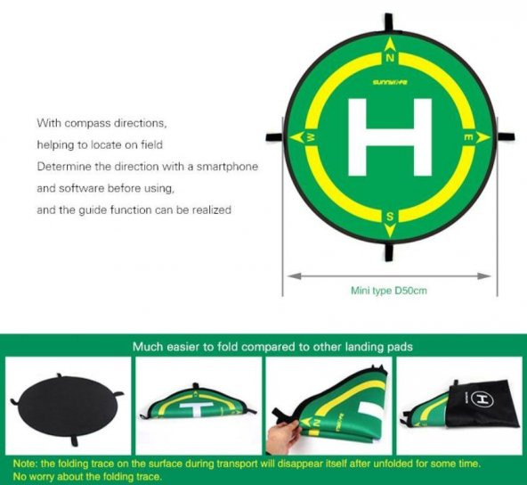 DJI Mavic Air Platinum Evrensel 50 cm Güvenli İniş Pedi Su Geçirmez Helipad - Resim 9