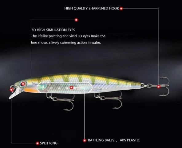 PROFISHER 3 Kanca Sahte Yem Yavaş Çökme 13 gr 11 cm Olive - Resim 4