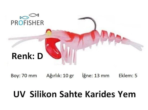 PROFISHER TPR Fosforlu Silikon Sahte Yem 7 cm 10 gr 5 Eklem