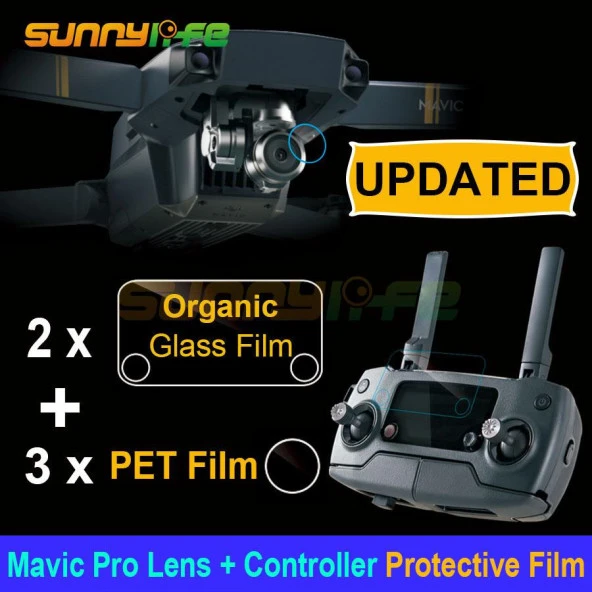 DJI Mavic Pro Platinum HD 3x Kamera Lens Koruyucu Film 2x Kumanda Ekran Organik Cam Filmi