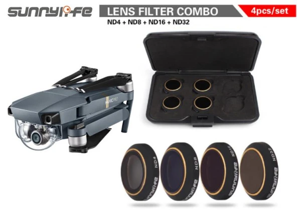 DJI Mavic Pro Platinum Kamera Lens İçin 4 lü Filtre Seti ND4/ND8/ND16 /ND32 Nötür Yoğunluk