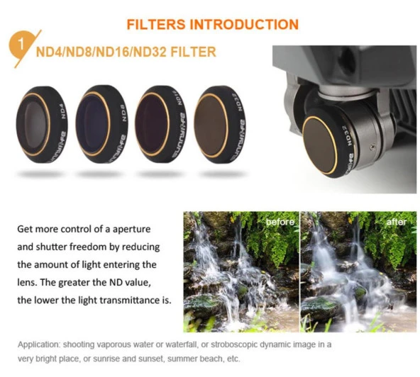 DJI Mavic Pro Alpine White Kamera Lens İçin 4 lü Filtre Seti ND4/ND8/ND16 /ND32 Nötür Yoğunluk - 3
