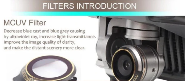 DJI Mavic Pro Platinum Kamera İçin Kızaklı Optik Lens 4 lü Filtre Set MCUV / CPL / ND4 / ND8 - Resim 6