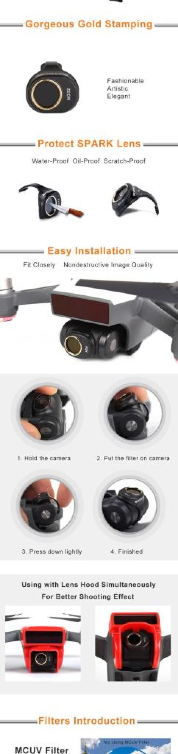 DJI Spark Gimbal Kamera HD CPL Filtre Optik Lens - 3