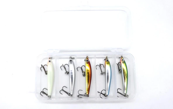 PROFISHER 5 li Set Sert Yapay Balık Yem 3.5g 5 cm Bölmeli Kutu İçinde