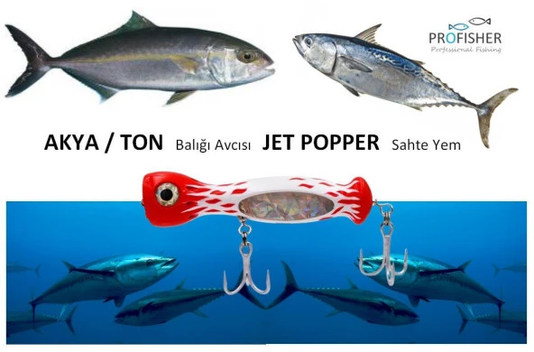 PROFISHER Jet Popper Akya Ton İçin Sert Sahte Sahte Yemi 46 gr 23 cm