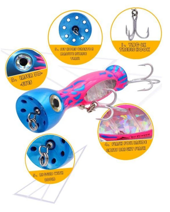 PROFISHER Jet Popper Akya Ton İçin Sert Sahte Sahte Yemi 46 gr 23 cm - Resim 4