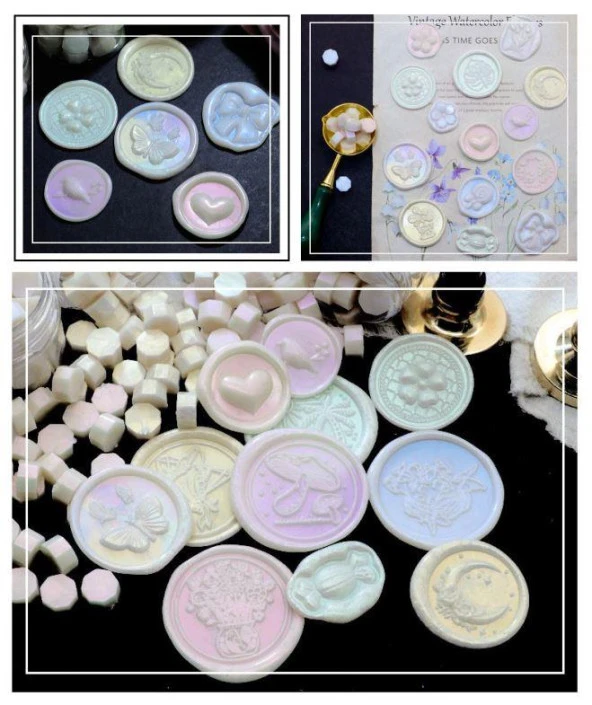 Mühür Mumu 50 Davetiye İçin 150 Boncuk Model 105 Sedef Mavi - Resim 12