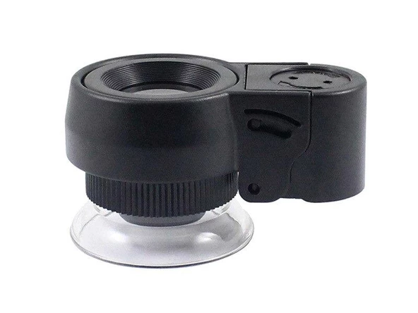 45X Cep Büyüteç Odak Ayarlı 2 Beyaz 1 UV LED Işık Deri Kılıflı - 4