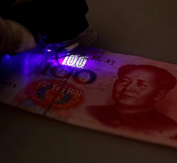 45X Cep Büyüteç Odak Ayarlı 2 Beyaz 1 UV LED Işık Deri Kılıflı - 7