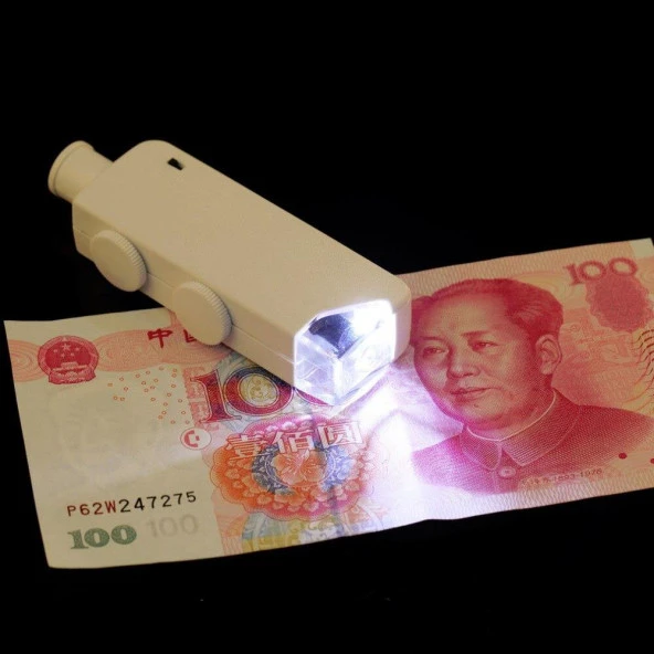 160-200X Beyaz Cep Optik Mikroskop El Büyüteç Aydınlatmalı Yakınlaştırmalı - 2