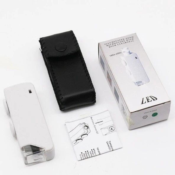 160-200X Beyaz Cep Optik Mikroskop El Büyüteç Aydınlatmalı Yakınlaştırmalı - 10