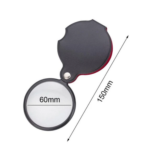 6X Mini Cep Katlanır Büyüteç Deri Kılıflı Cam Lensli 45 gr Okuma Lüp - 2
