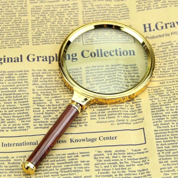 10X 100mm El Büyüteç Yapay Maun Ağacı Sap HD Cam Lens - 7