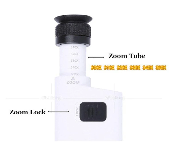 Mikroskop Büyüteç Cam Lensli Telefon Klipsli 300X 350X LED Işıklı - 5