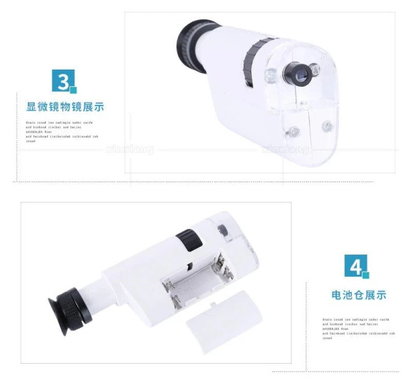 Mikroskop Büyüteç Cam Lensli Telefon Klipsli 300X 350X LED Işıklı - 11