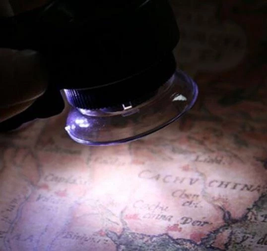 45X Cep Büyüteç Odak Ayarlı 2 Beyaz 1 UV LED Işık Deri Kılıflı - 5