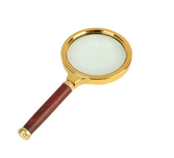 10X 90mm El Büyüteç Sökülebilir Vidalı Yapay Maun Ağacı Sap HD Cam Lens