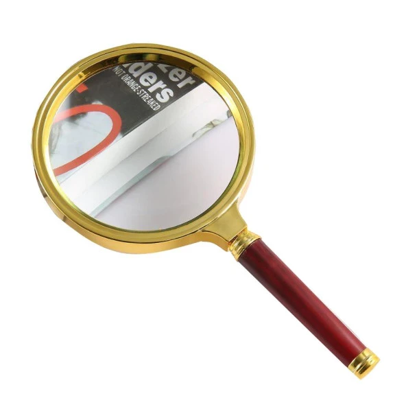 10X 90mm El Büyüteç Sökülebilir Vidalı Yapay Maun Ağacı Sap HD Cam Lens - 3