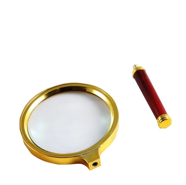 10X 90mm El Büyüteç Sökülebilir Vidalı Yapay Maun Ağacı Sap HD Cam Lens - 4