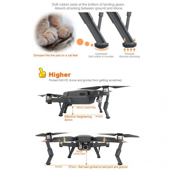 DJI Mavic Alpen white Yükşeltilmiş Stabilizör Şok Emici Güvenli İniş Ayağı - Resim 2