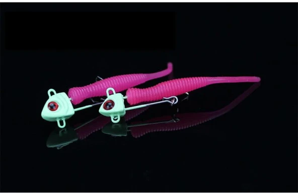 PROFISHER 2 Adet Kurşun Fosforlu Kafa İğneli Silikon Yem 5.5 cm 2.2g