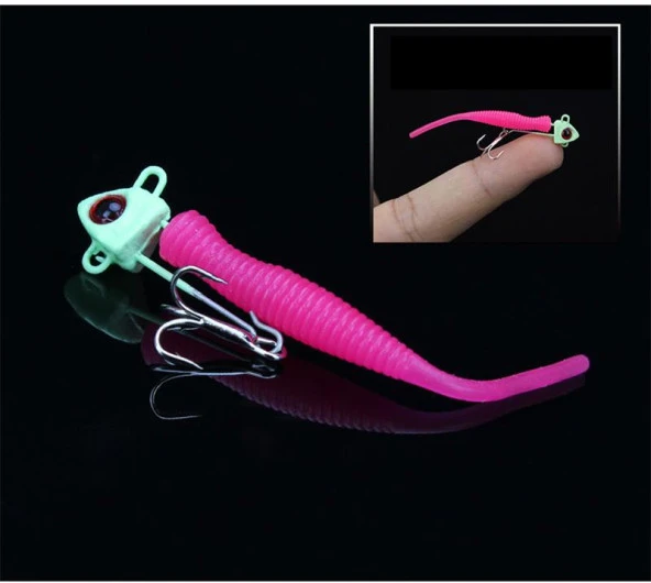 PROFISHER 2 Adet Kurşun Fosforlu Kafa İğneli Silikon Yem 5.5 cm 2.2g - 6
