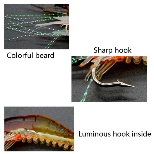 PROFISHER Silikon Yapay Fosforlu Karides Sahte Yem (B) Sarı - Resim 3