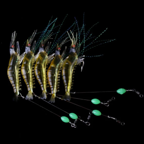 PROFISHER Silikon Yapay Fosforlu Karides Sahte Yem (B) Sarı - Resim 5