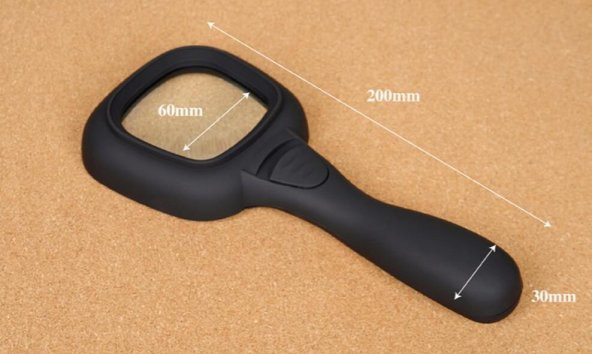 10X HD Lens 55mm 5 LED 1 UV Işıklı Kare El Büyüteç Okuma Kauçuk Çerçeve - 5