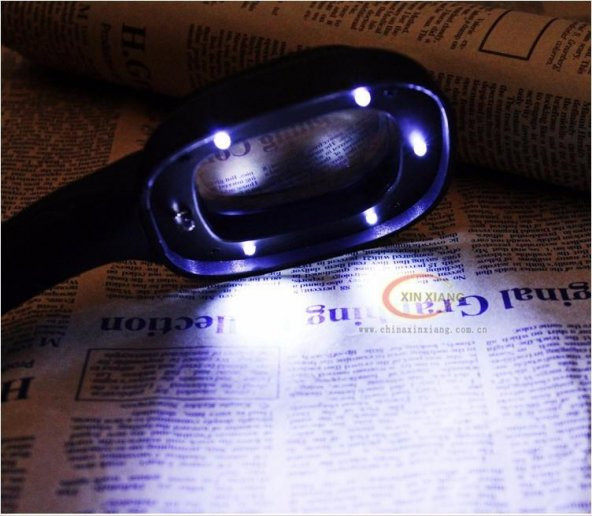 10X HD Lens 55mm 5 LED 1 UV Işıklı Kare El Büyüteç Okuma Kauçuk Çerçeve - 9