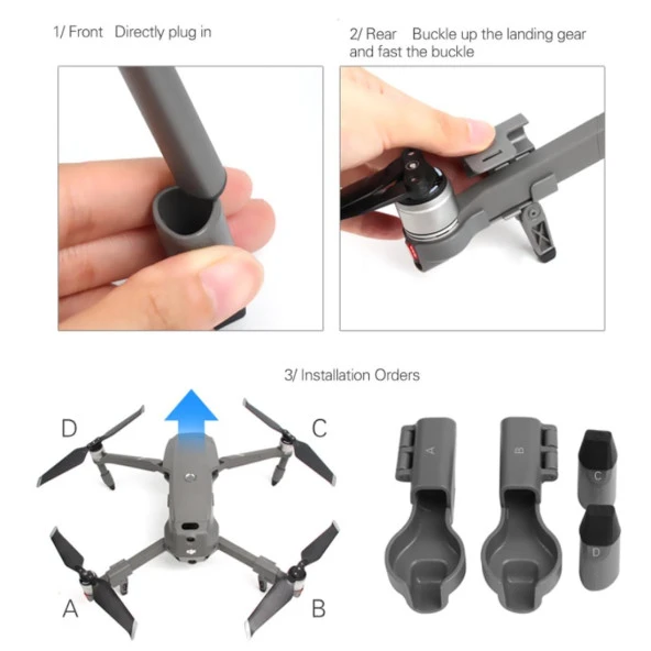 DJI Mavic 2 Pro/Zoom Yükseltilmiş Katlanır Güvenli İniş Ayağı Gimbal Koruma - Resim 4