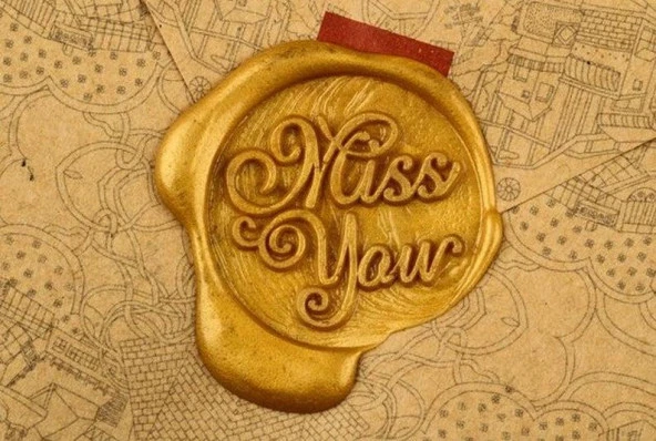 Retro Mektup Mühürü Damga Miss You + 30 Adet Mühür Mumu + Eritme Kaşığı - Resim 2