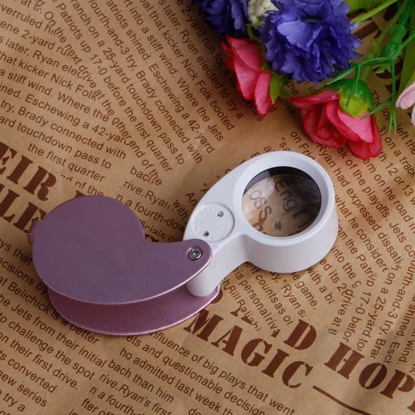 40X Katlanır Büyüteç 22mm Cam Lens 2 Led Işıklı Aluminyum Aalaşım Lüp - 7