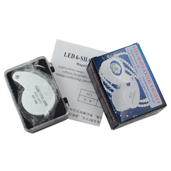 40X Katlanır Büyüteç 22mm Cam Lens 2 Led Işıklı Aluminyum Aalaşım Lüp - 8